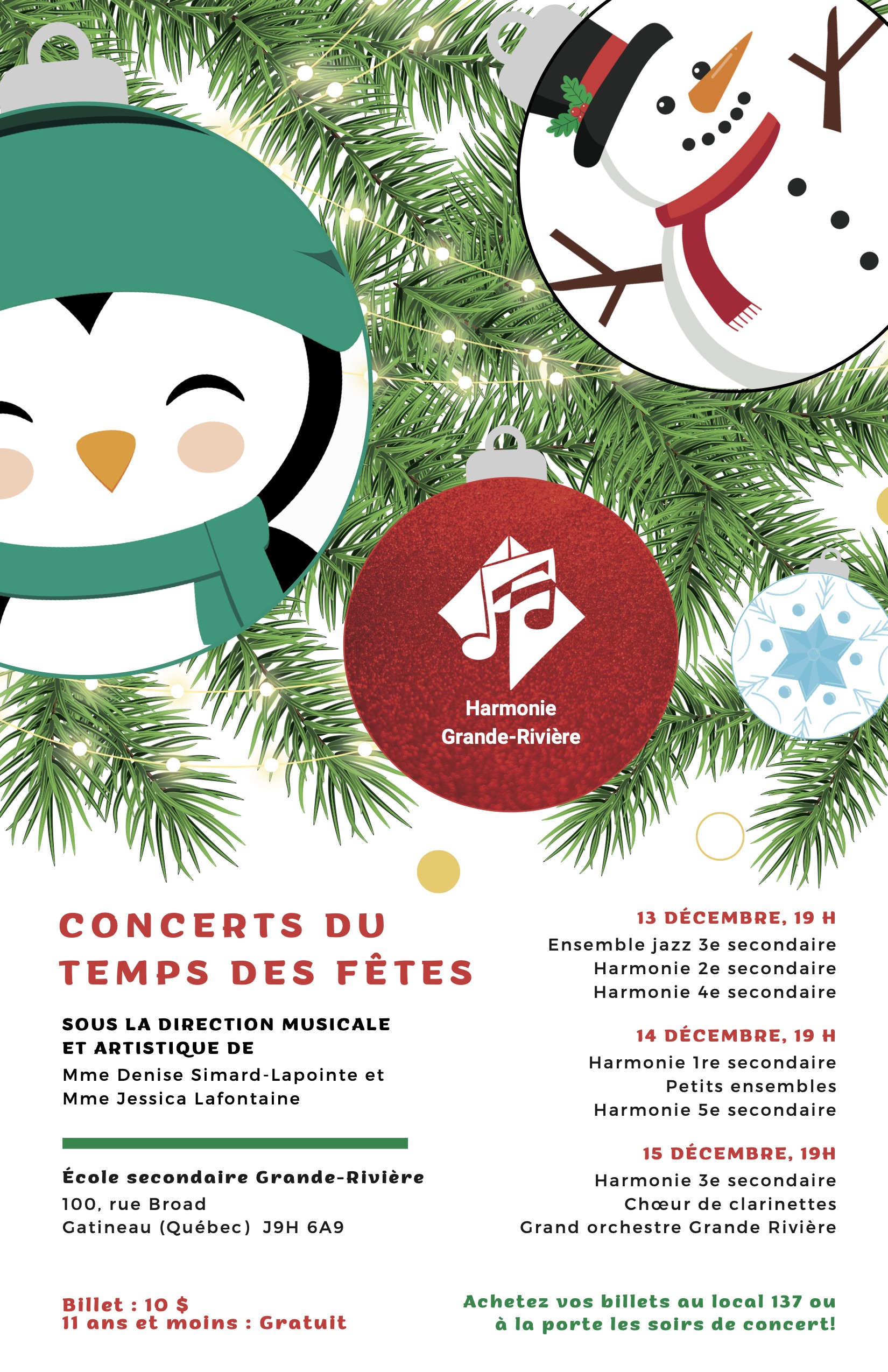 Affiche du concert du temps des fêtes